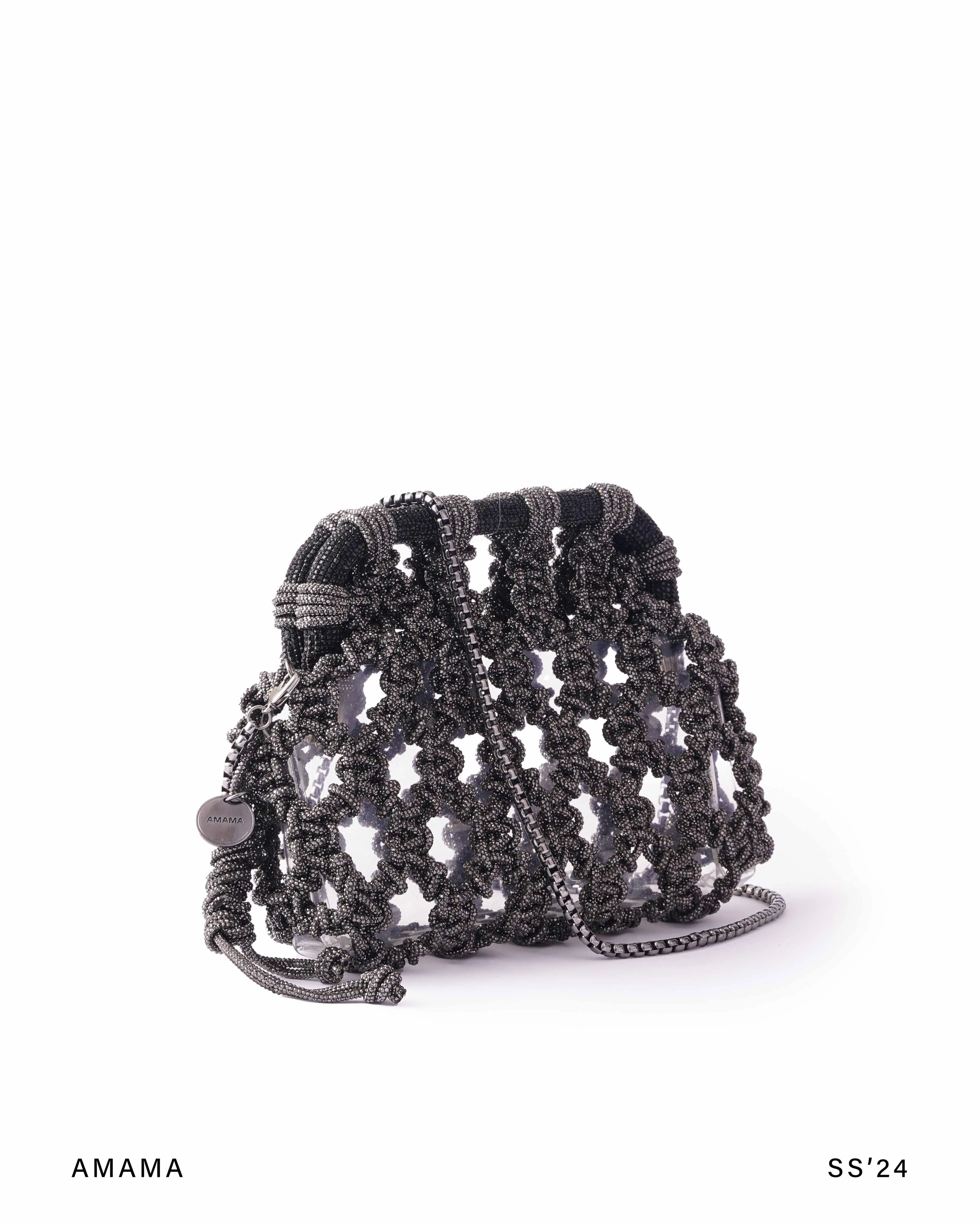 Luna Plaided Clutch In Gunmetal