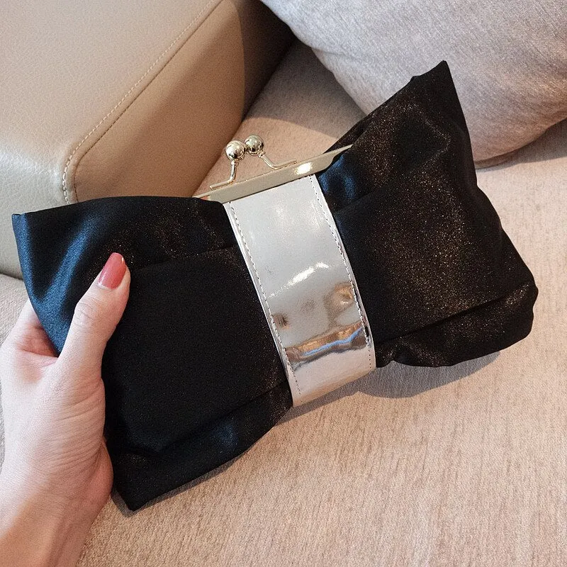 Luxy Moon Black Clutch Bag Women Bow Handbag Luxury Crystal Diamond Clutch Purse Party Wedding Bag Elegant Shoulder Bag ZD1469