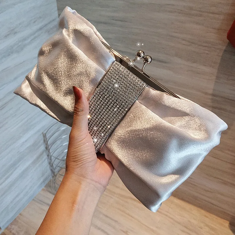 Luxy Moon Black Clutch Bag Women Bow Handbag Luxury Crystal Diamond Clutch Purse Party Wedding Bag Elegant Shoulder Bag ZD1469