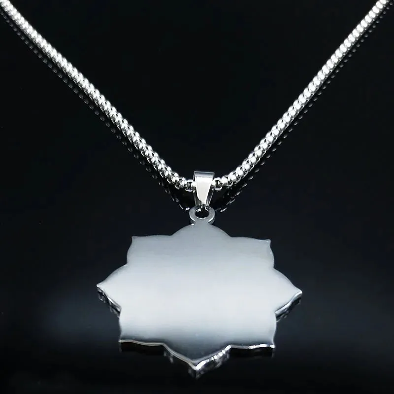 Mandala Flower of Life Stainless Steel Datura Stramonium Necklace for Women