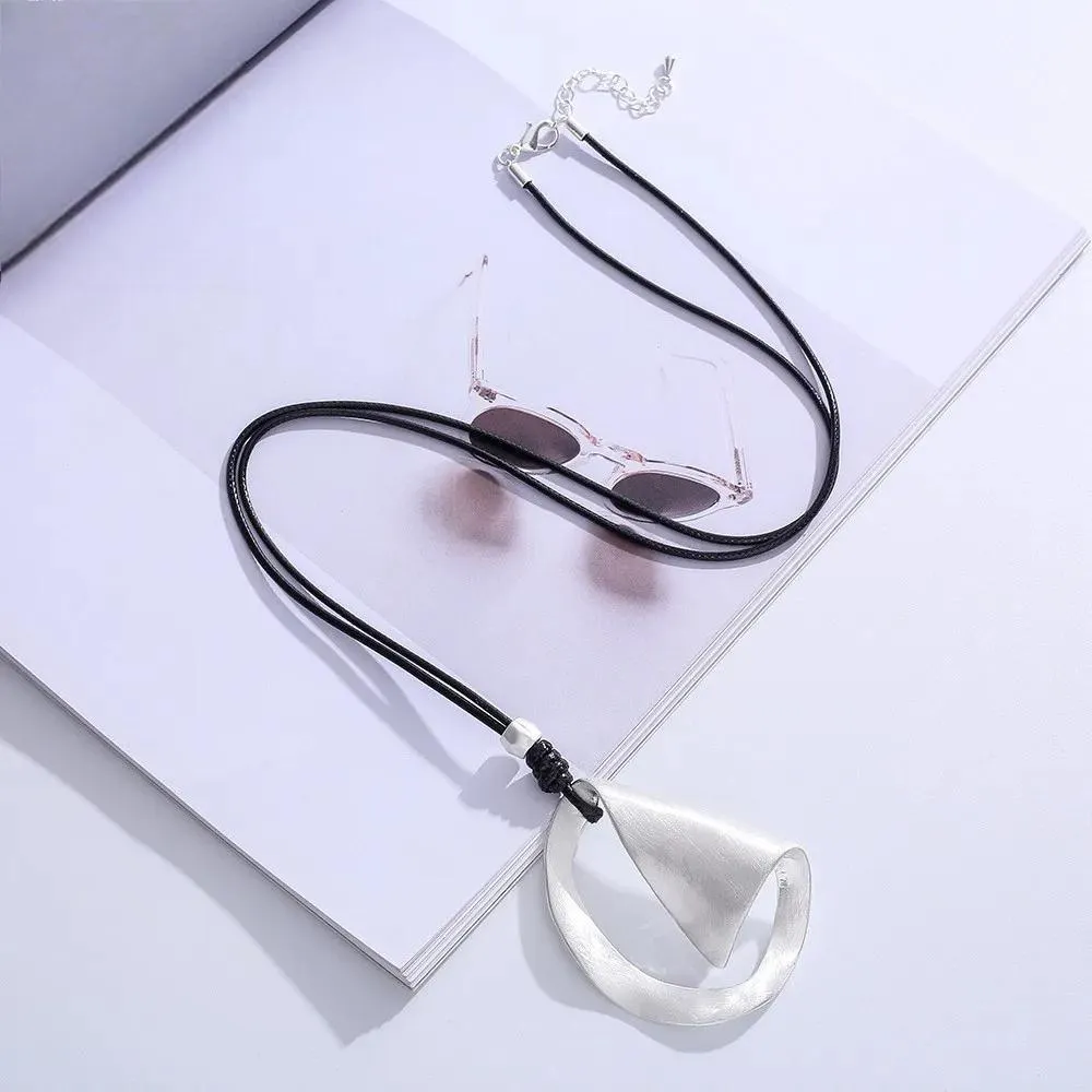 New In Long Chains Collar Necklace Silver Color Kpop Fashion Geometric Pendant
