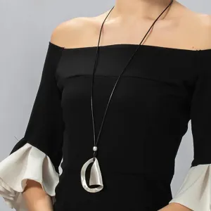 New In Long Chains Collar Necklace Silver Color Kpop Fashion Geometric Pendant