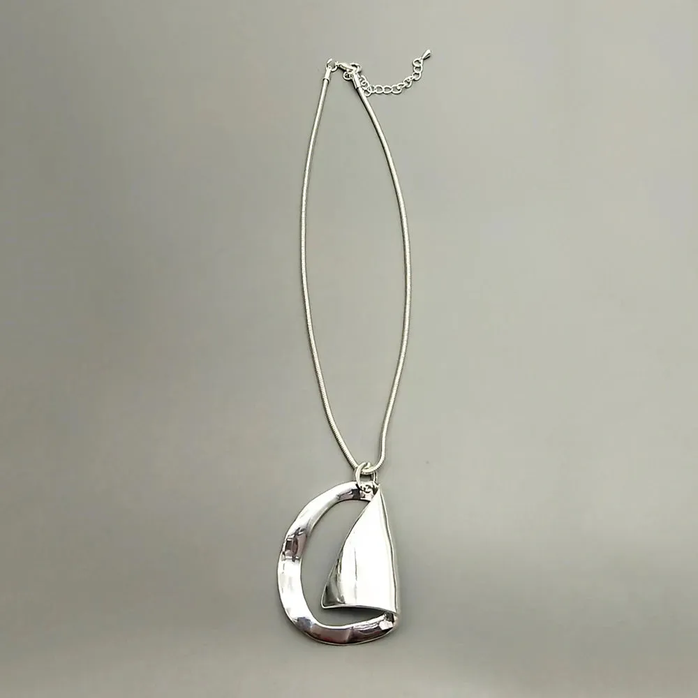 New In Long Chains Collar Necklace Silver Color Kpop Fashion Geometric Pendant