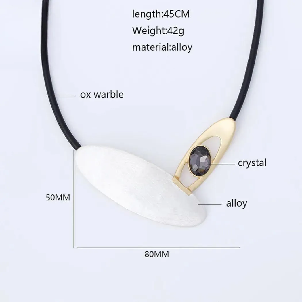 New in Vintage Geometric Alloy Collare Kpop Necklace with Crystal Bead Trend Long Chains