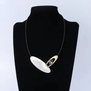 New in Vintage Geometric Alloy Collare Kpop Necklace with Crystal Bead Trend Long Chains