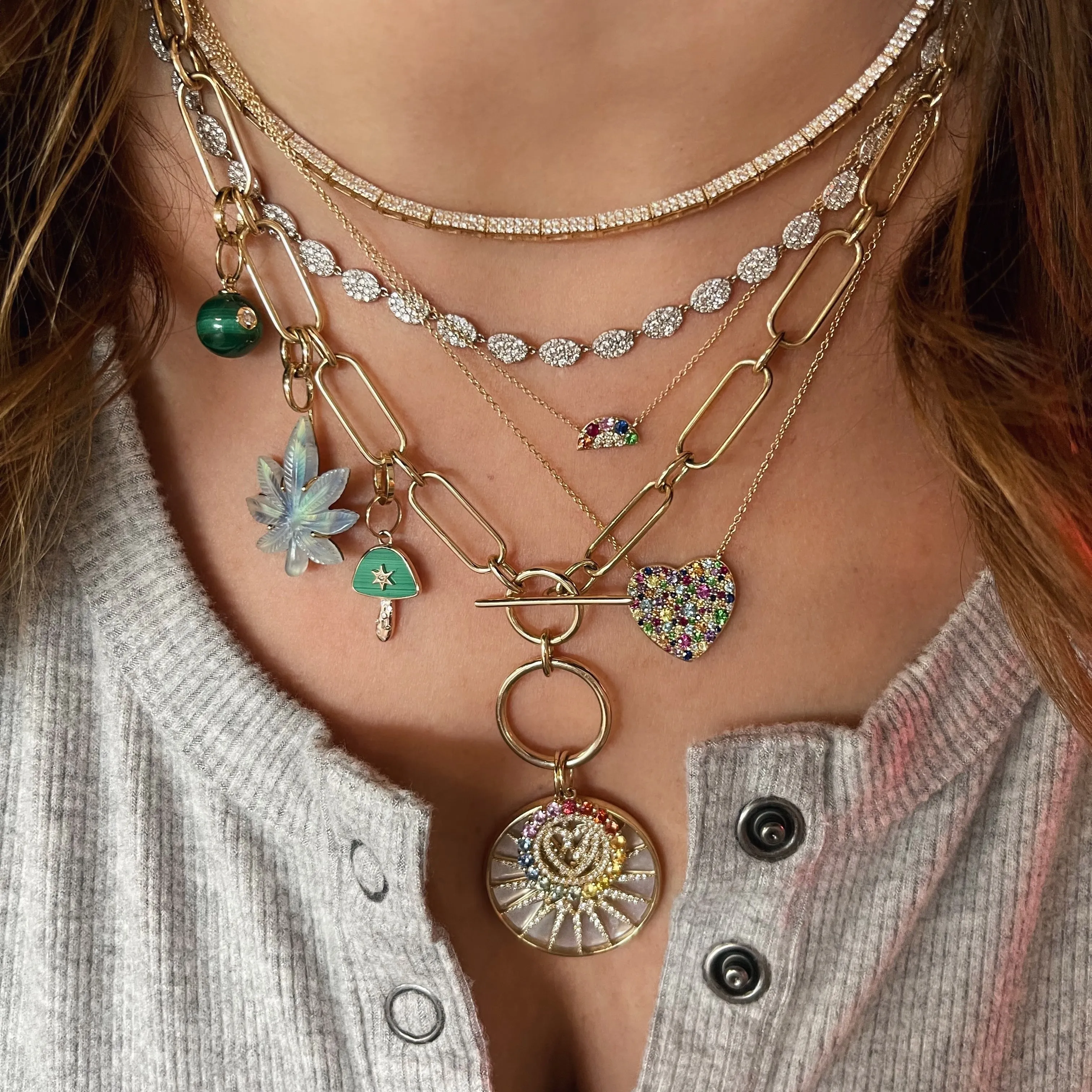 Pave Peas in a Pod Oval Tennis Necklace