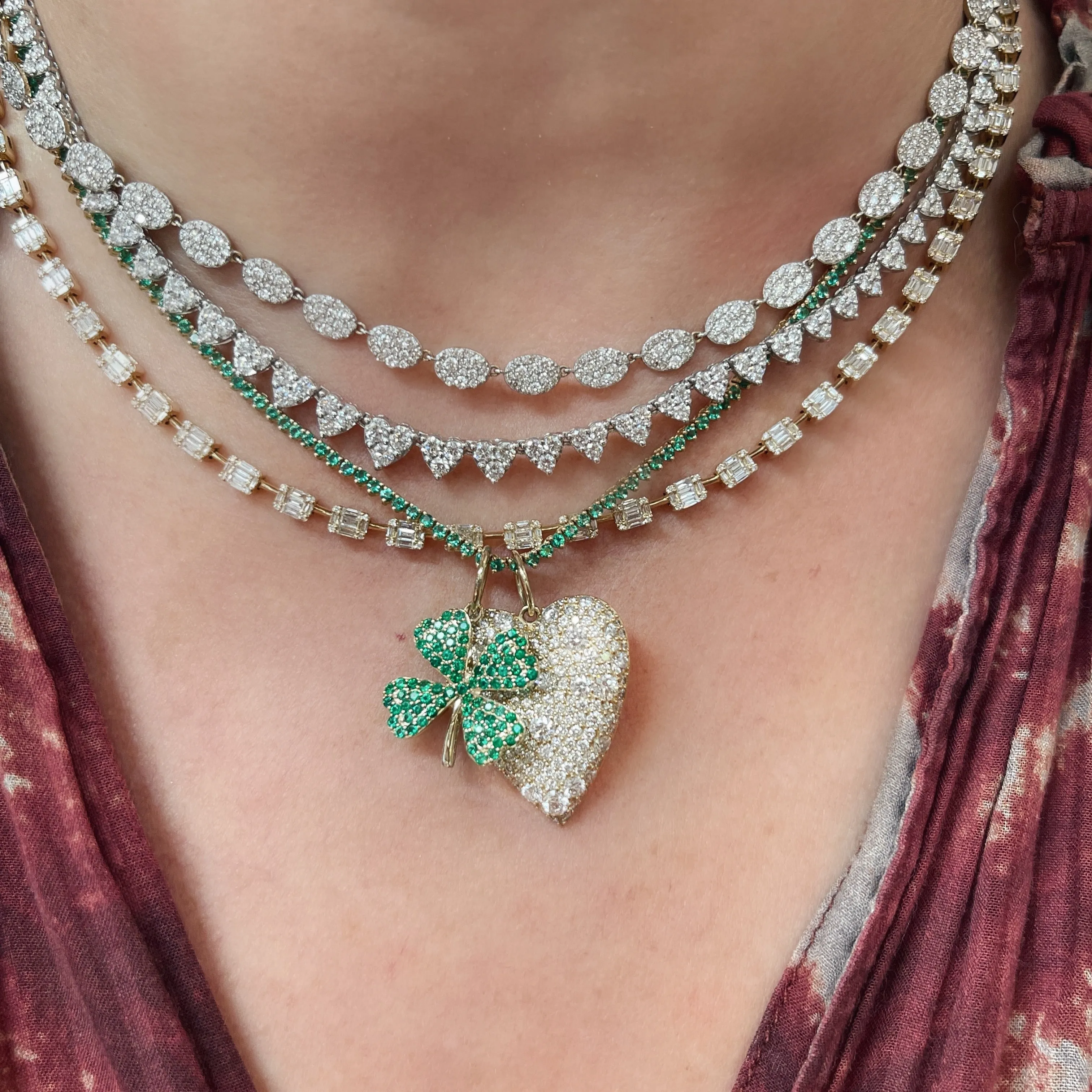 Pave Peas in a Pod Oval Tennis Necklace