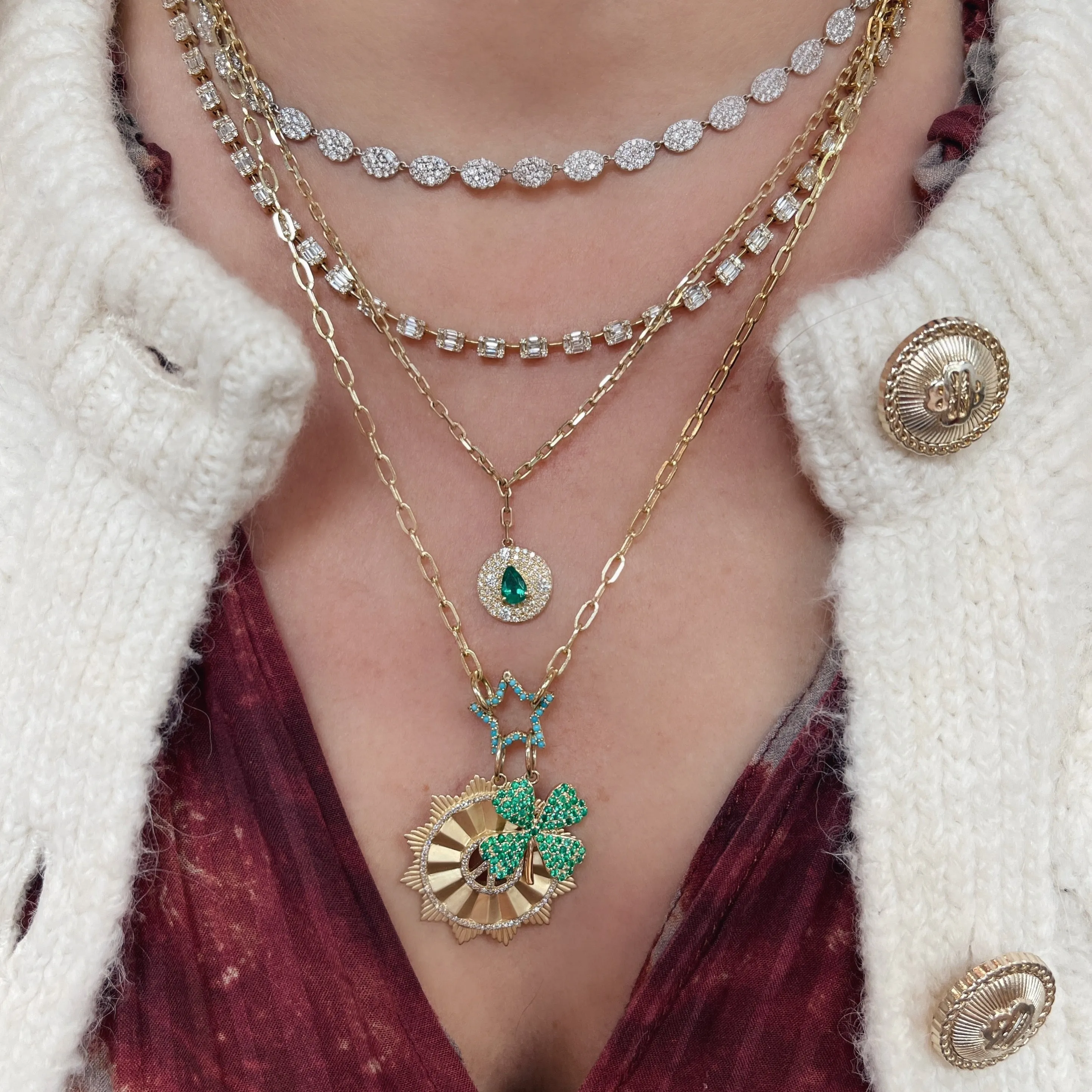 Pave Peas in a Pod Oval Tennis Necklace