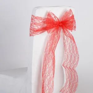 Red - 7 x 106 inch Lace Chair Sashes ( 5 Pieces )