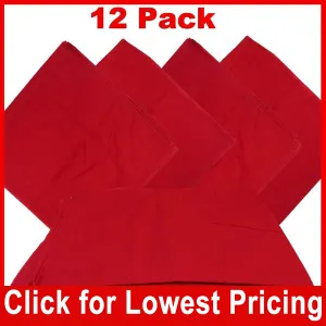 Red Bandana - 100% Cotton - Solid Color - 12 Pack