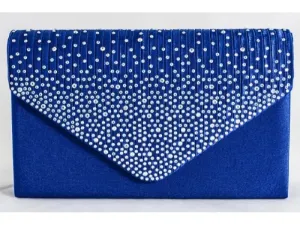 Royal Blue Diamante Overlay Clutch Bag
