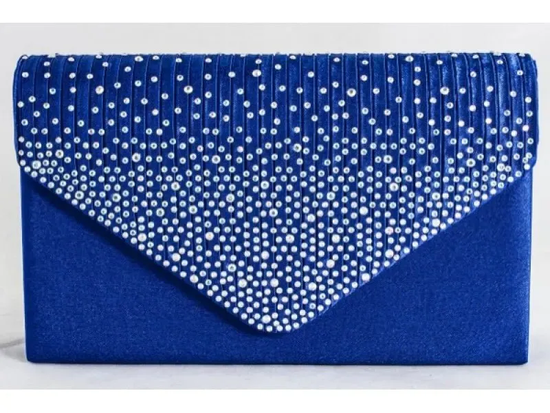 Royal Blue Diamante Overlay Clutch Bag
