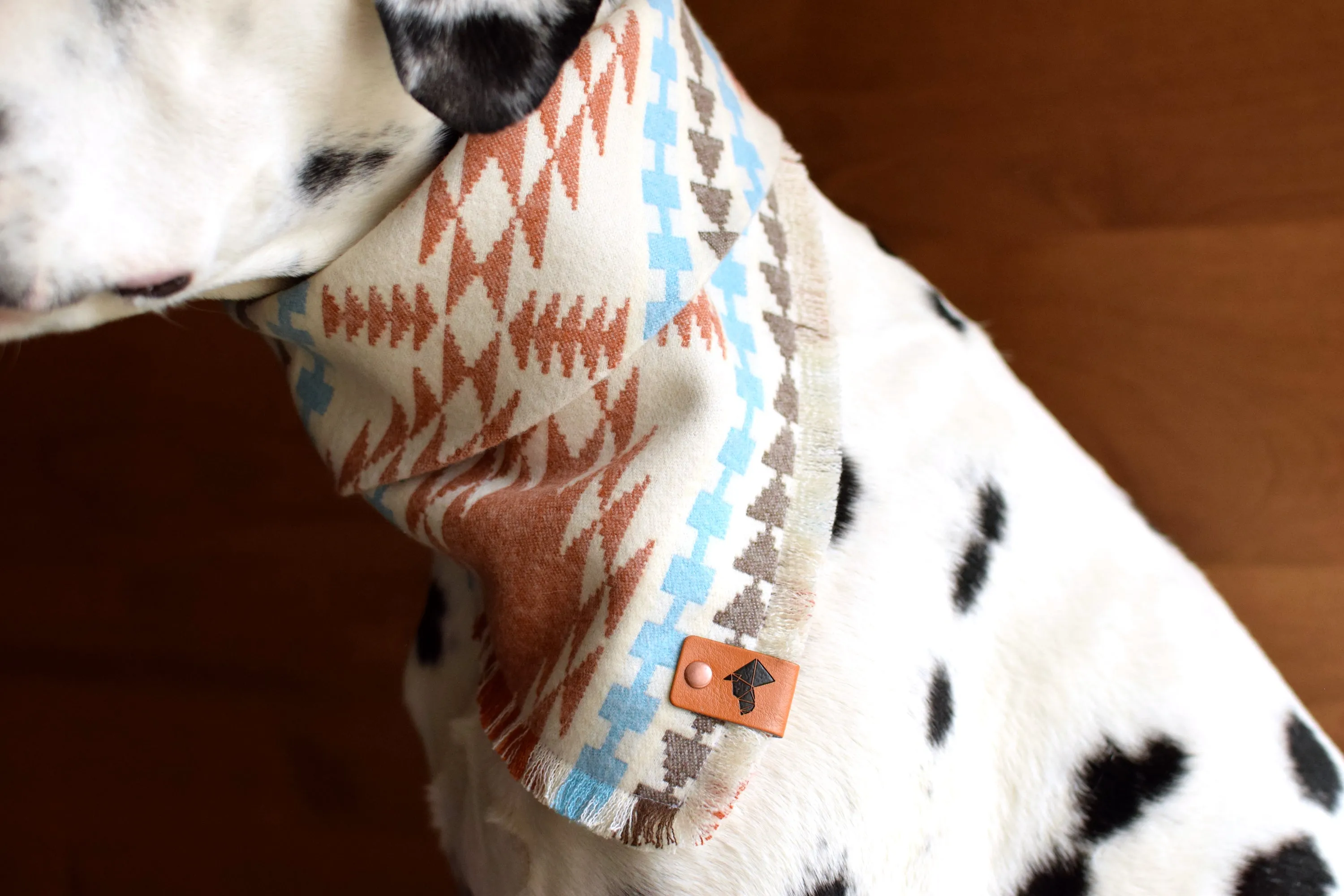 SEDONA Luxe Fringed Flannel Dog Bandana - Snap/Tie On Cotton Scarf