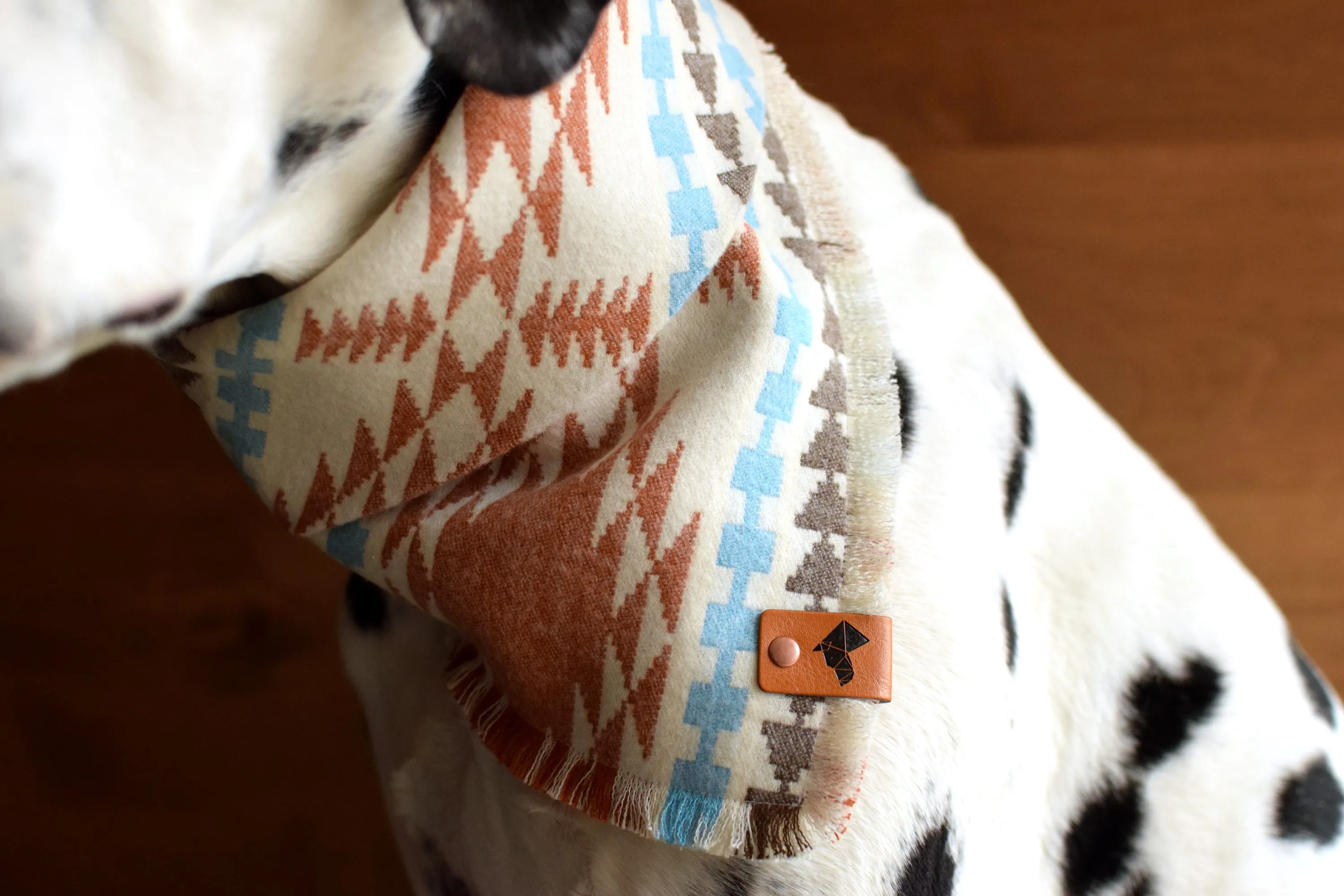 SEDONA Luxe Fringed Flannel Dog Bandana - Snap/Tie On Cotton Scarf