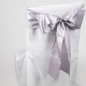 Silver - 6 x 106 inch Satin Chair Sash ( 10 Piece )