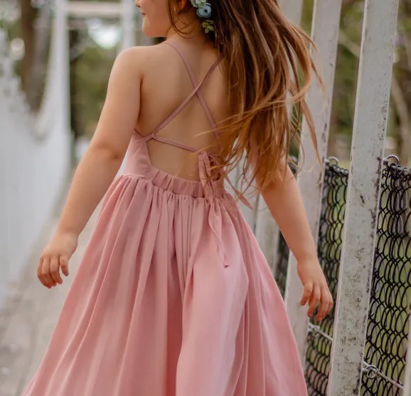 Sofia Dusty Pink French Chiffon Dress