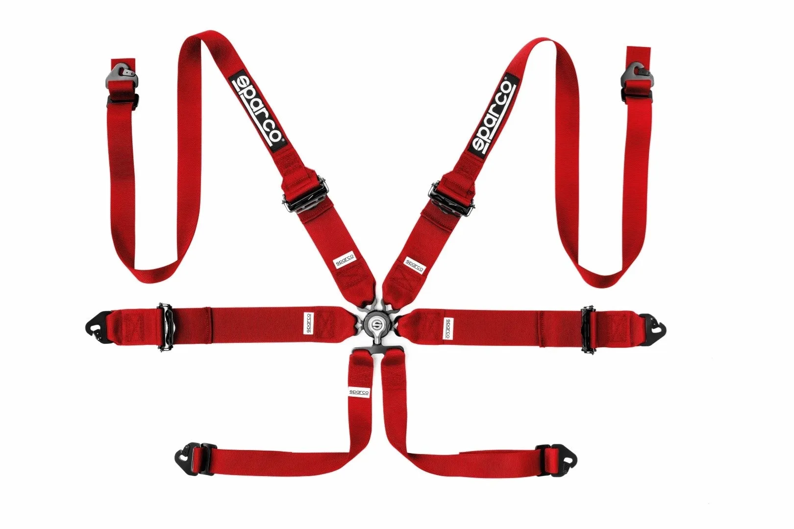 SPARCO Competition Aluminum Harness 3"/2" 6 Points HANS [FIA] Blue / Red / Black