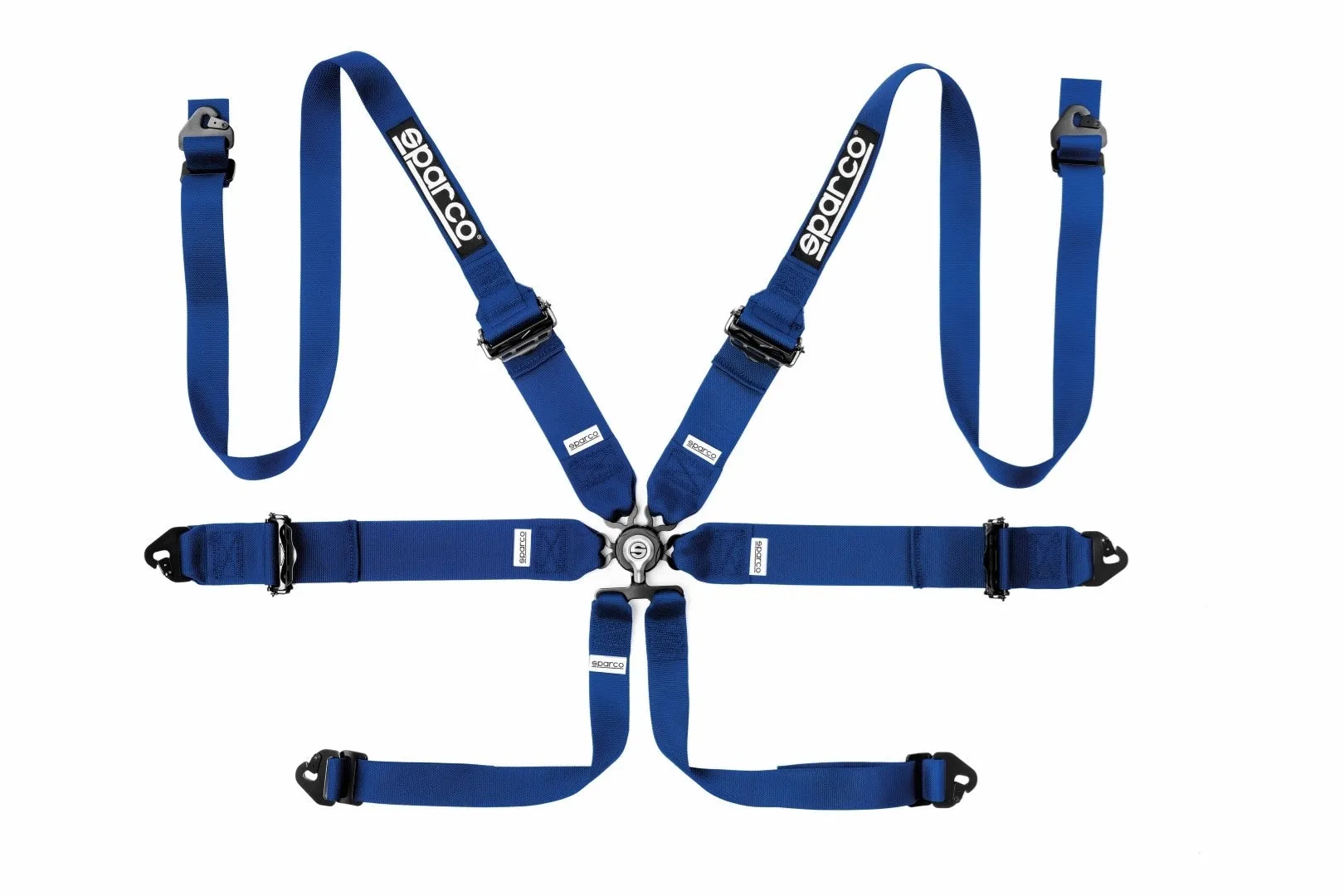 SPARCO Competition Aluminum Harness 3"/2" 6 Points HANS [FIA] Blue / Red / Black