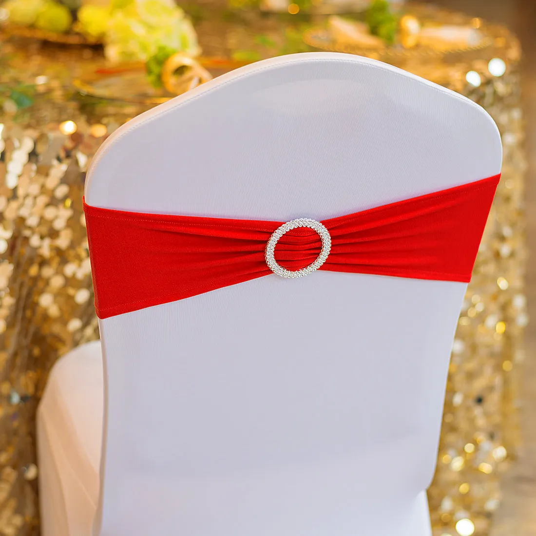 Stretch Chair Sash With Round Buckle, 5/Pack (18 Colors)