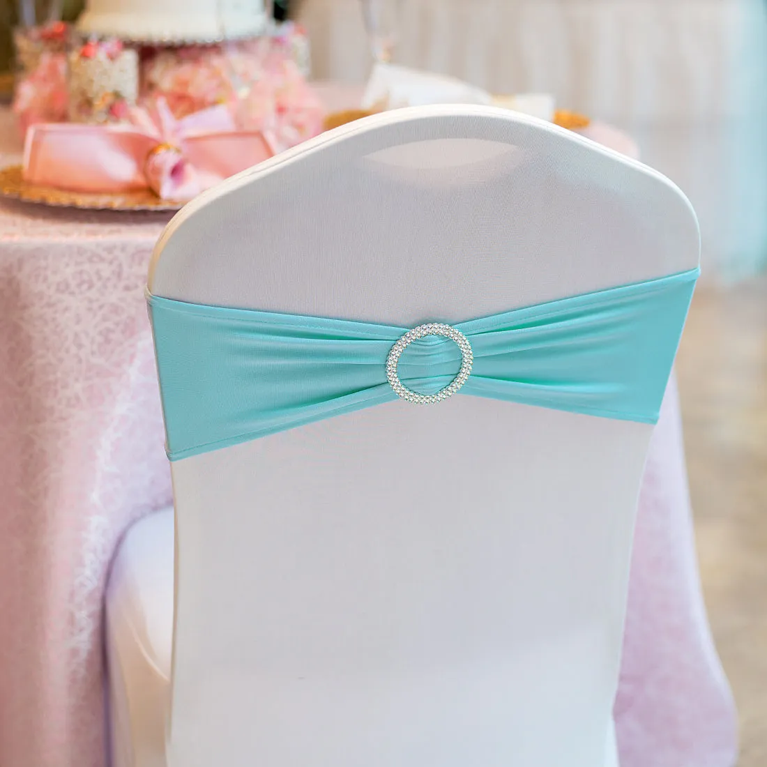 Stretch Chair Sash With Round Buckle, 5/Pack (18 Colors)