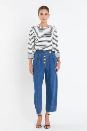 Striped Breton Tee with Fold Over Combo Cuff