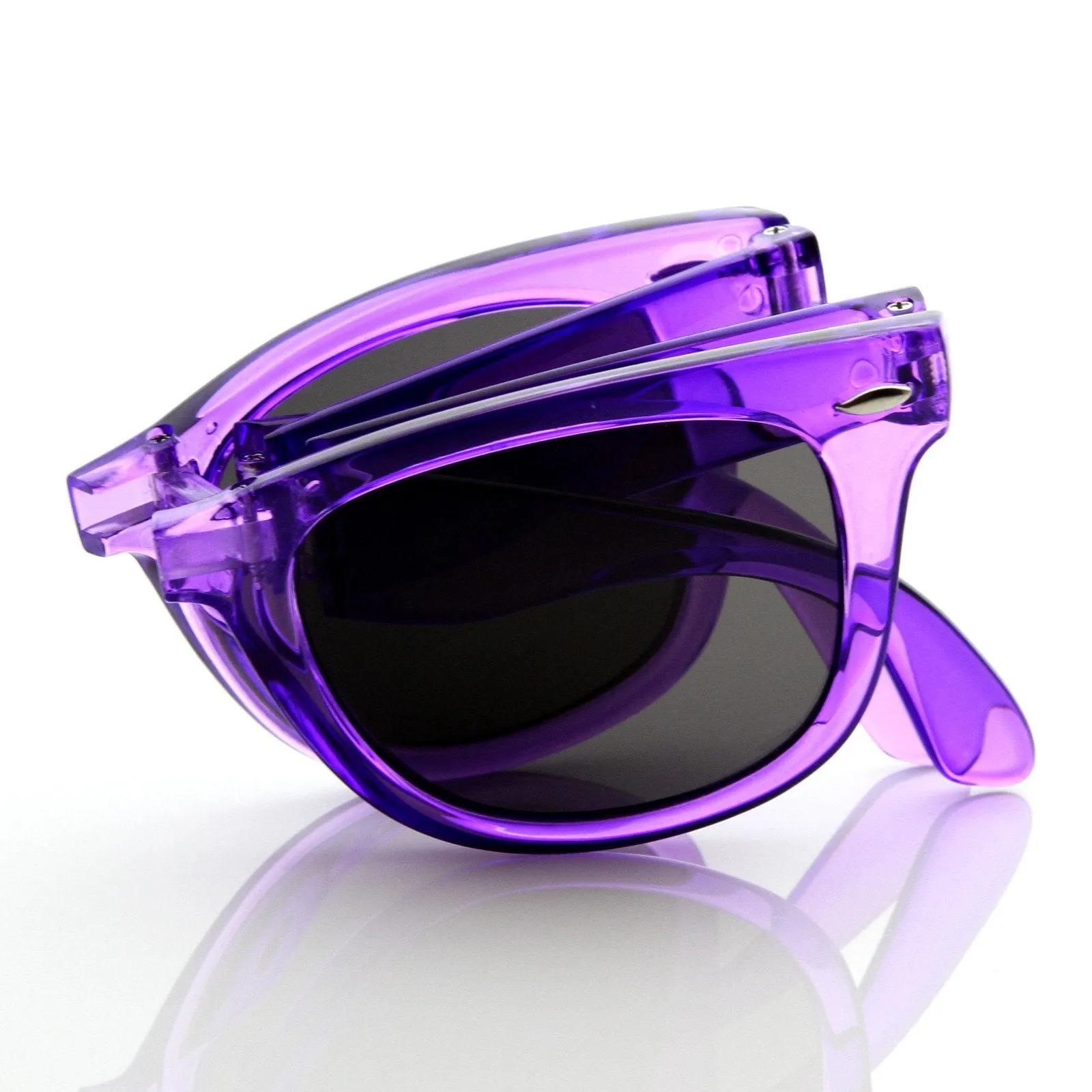 Translucent Colorful Folding Pocket Horned Rim Sunglasses 8612