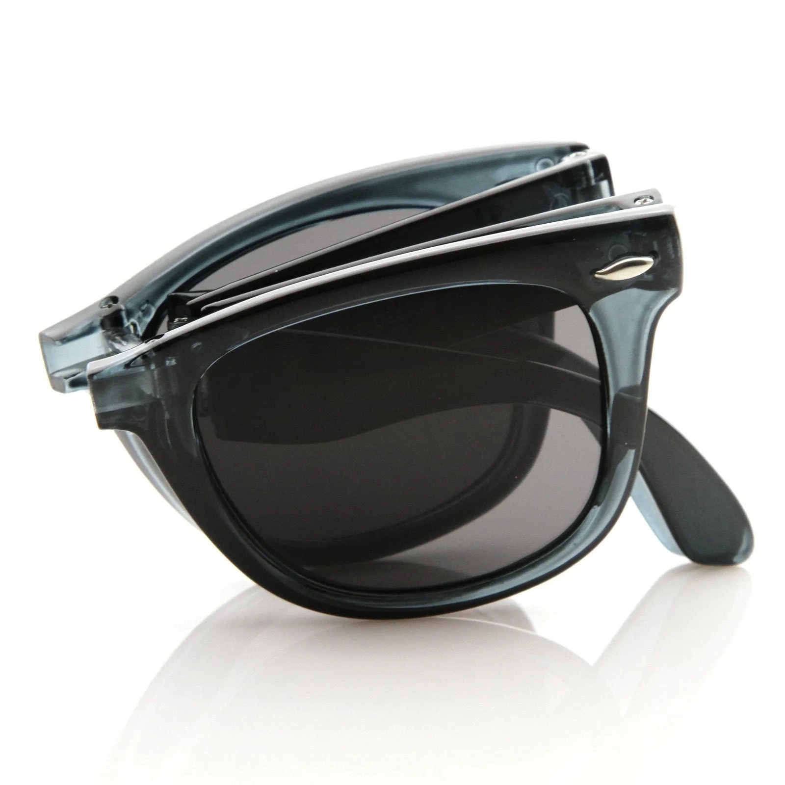 Translucent Colorful Folding Pocket Horned Rim Sunglasses 8612