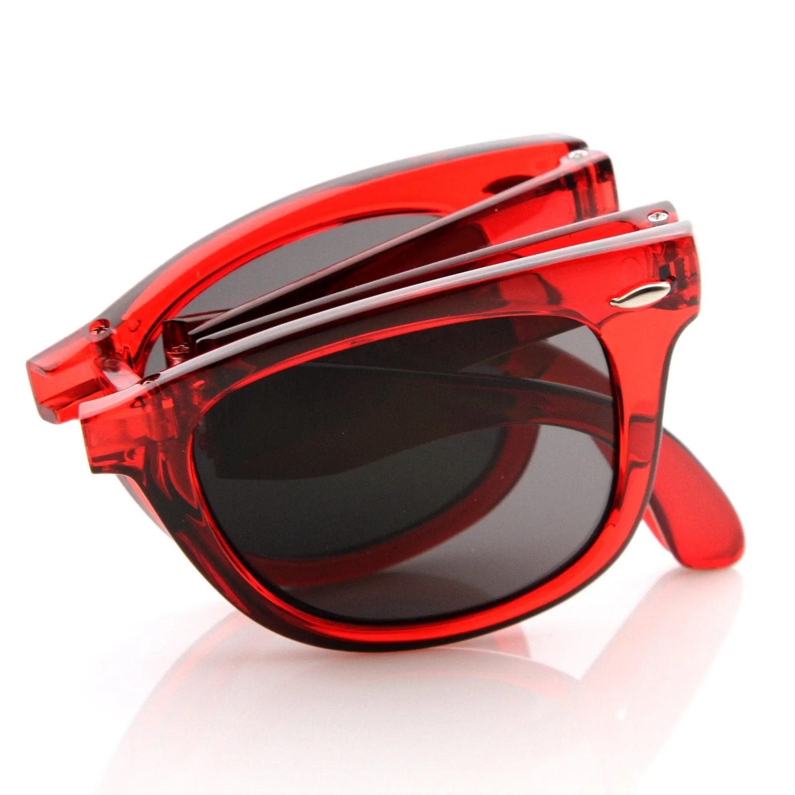 Translucent Colorful Folding Pocket Horned Rim Sunglasses 8612