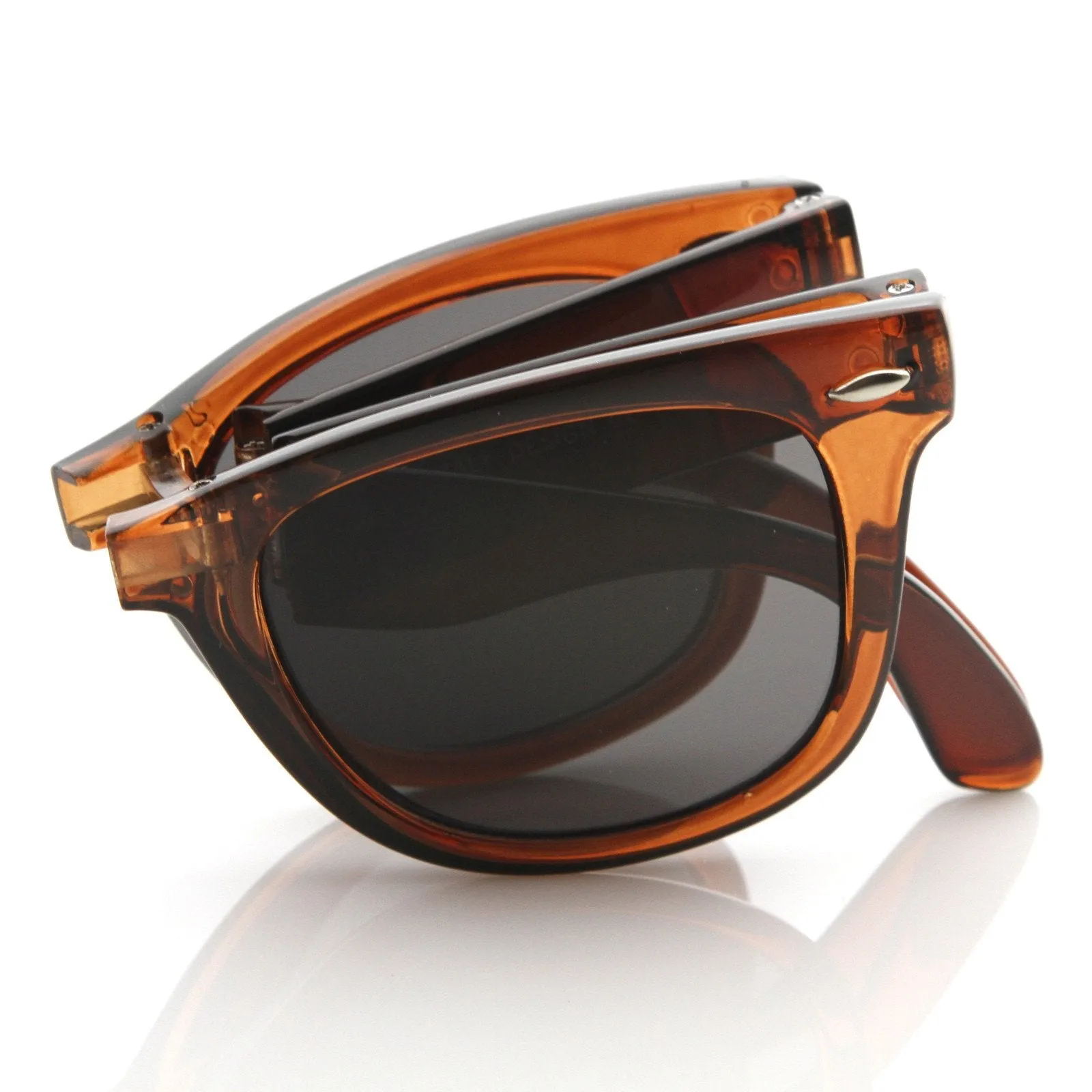 Translucent Colorful Folding Pocket Horned Rim Sunglasses 8612