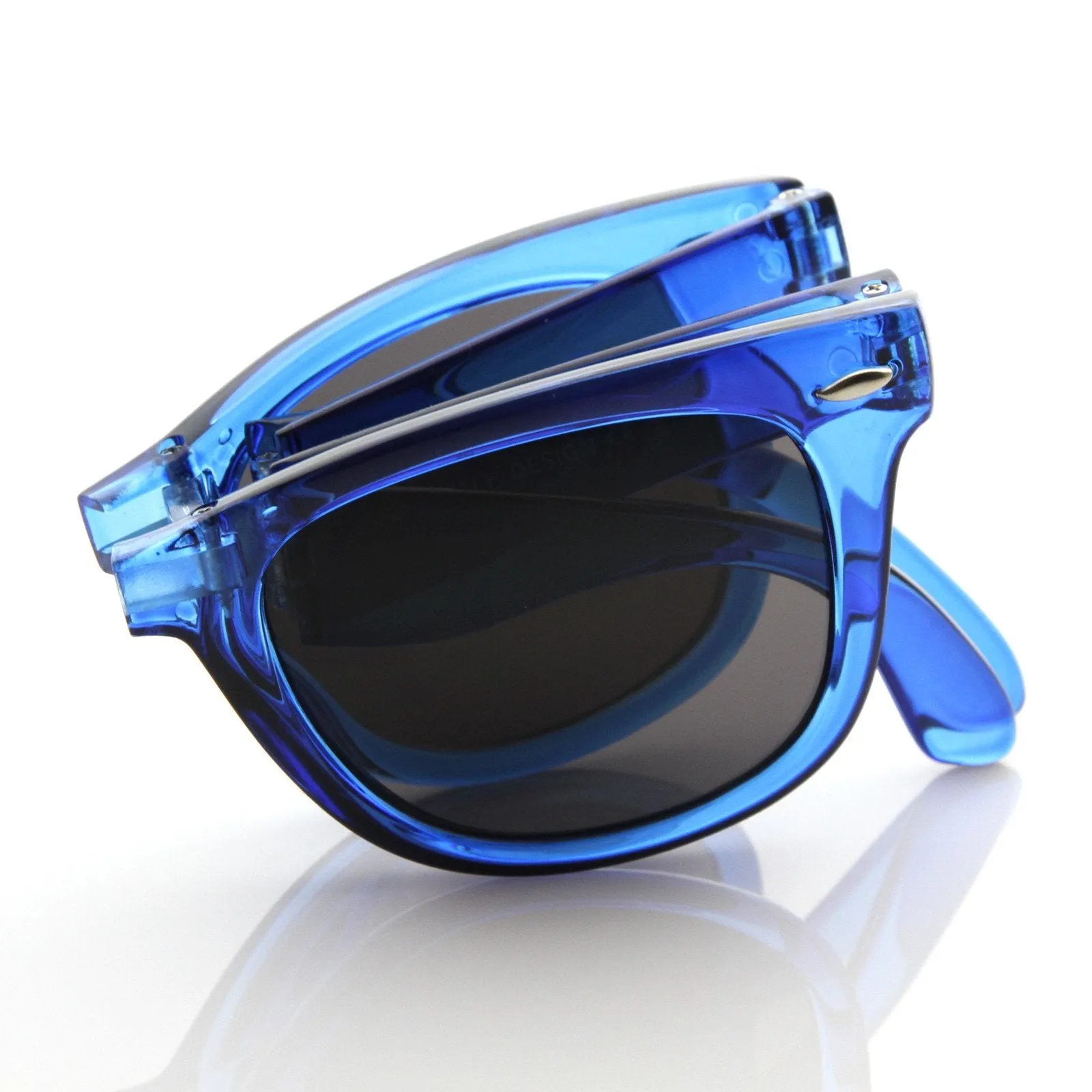 Translucent Colorful Folding Pocket Horned Rim Sunglasses 8612