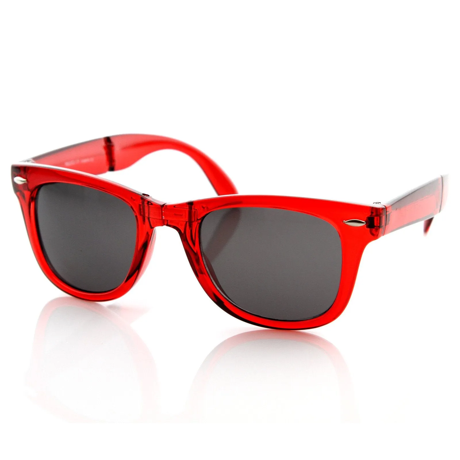 Translucent Colorful Folding Pocket Horned Rim Sunglasses 8612