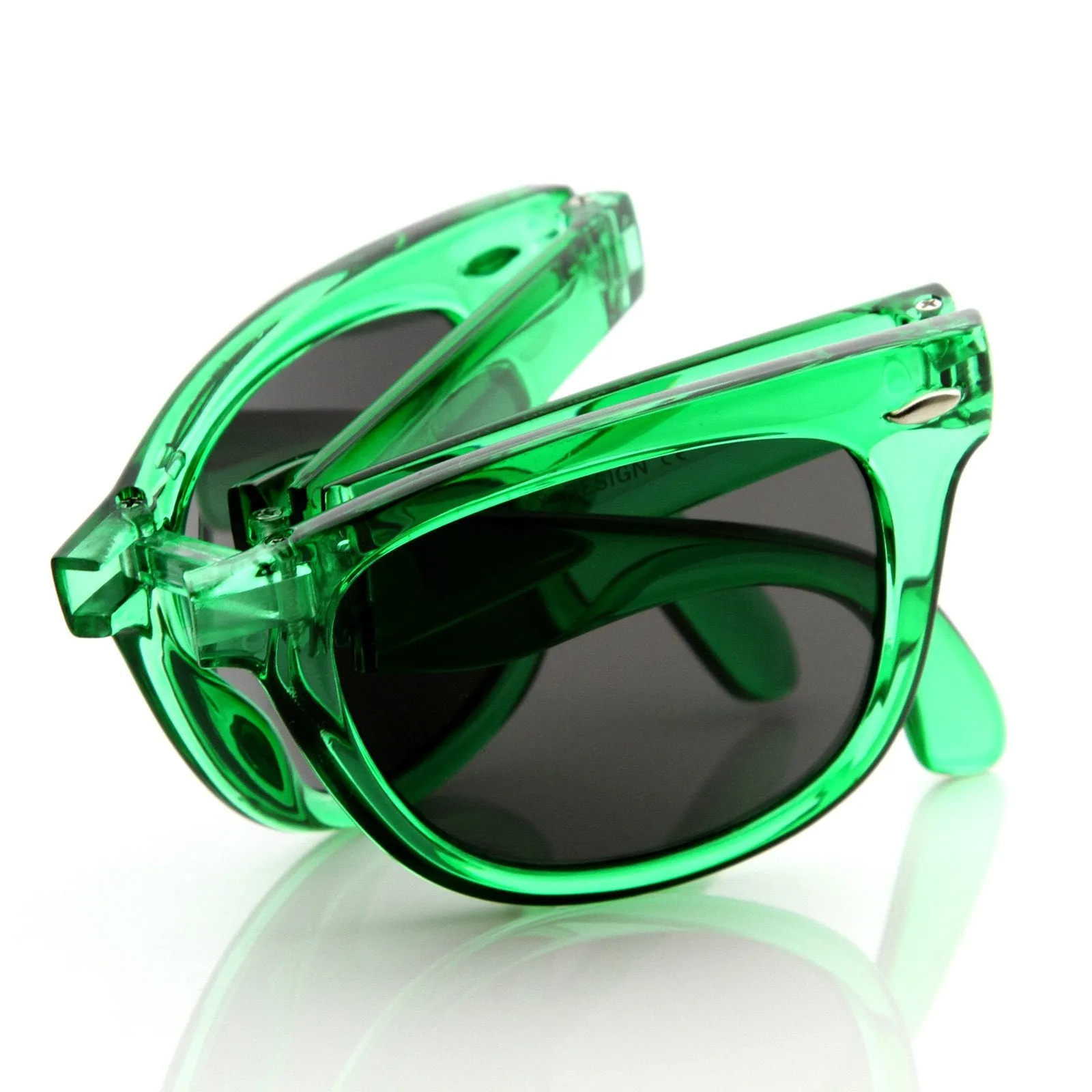 Translucent Colorful Folding Pocket Horned Rim Sunglasses 8612
