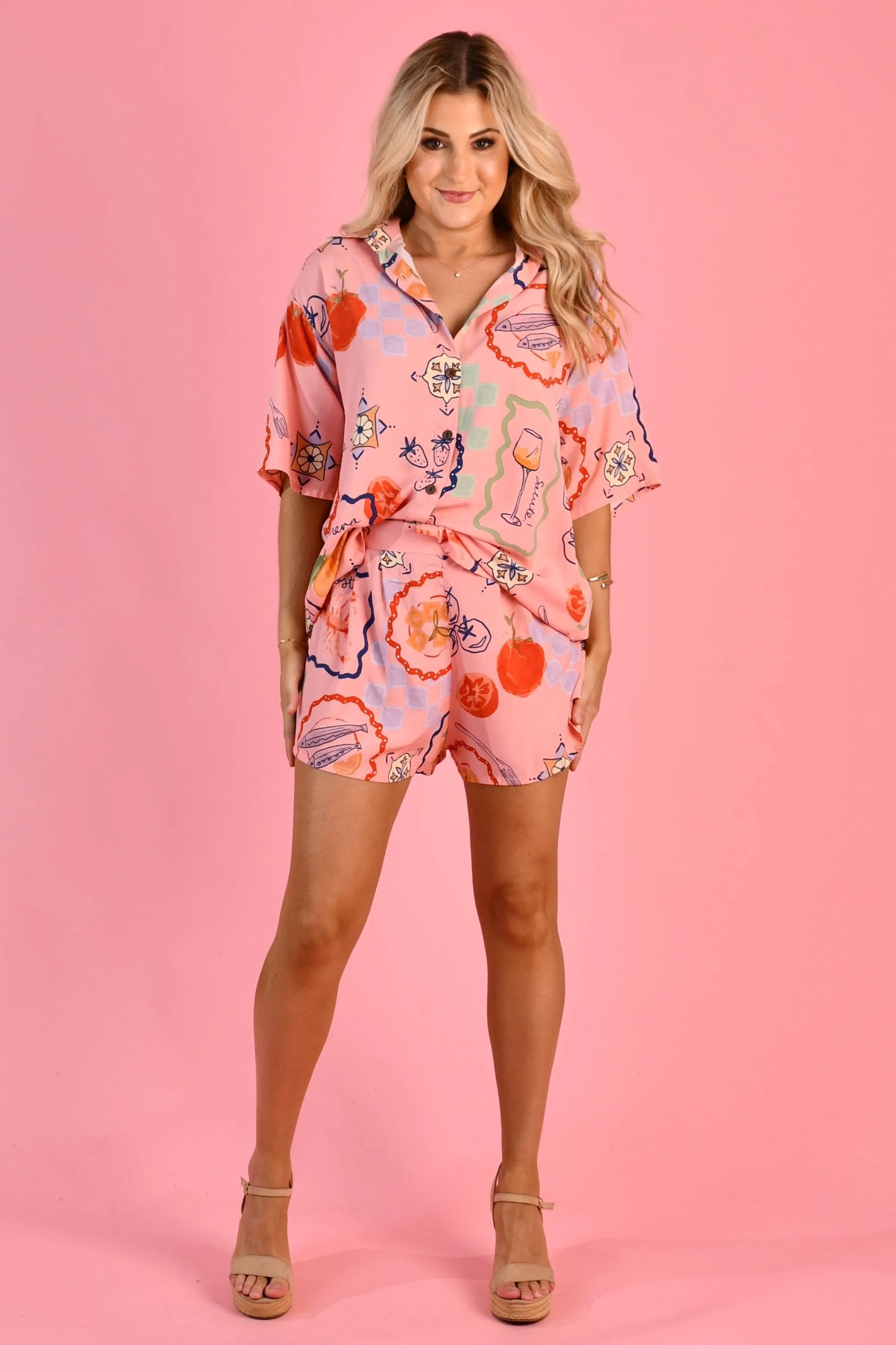 VGLT132 - YACHT SHIRT - POSITANO PICNIC PINK