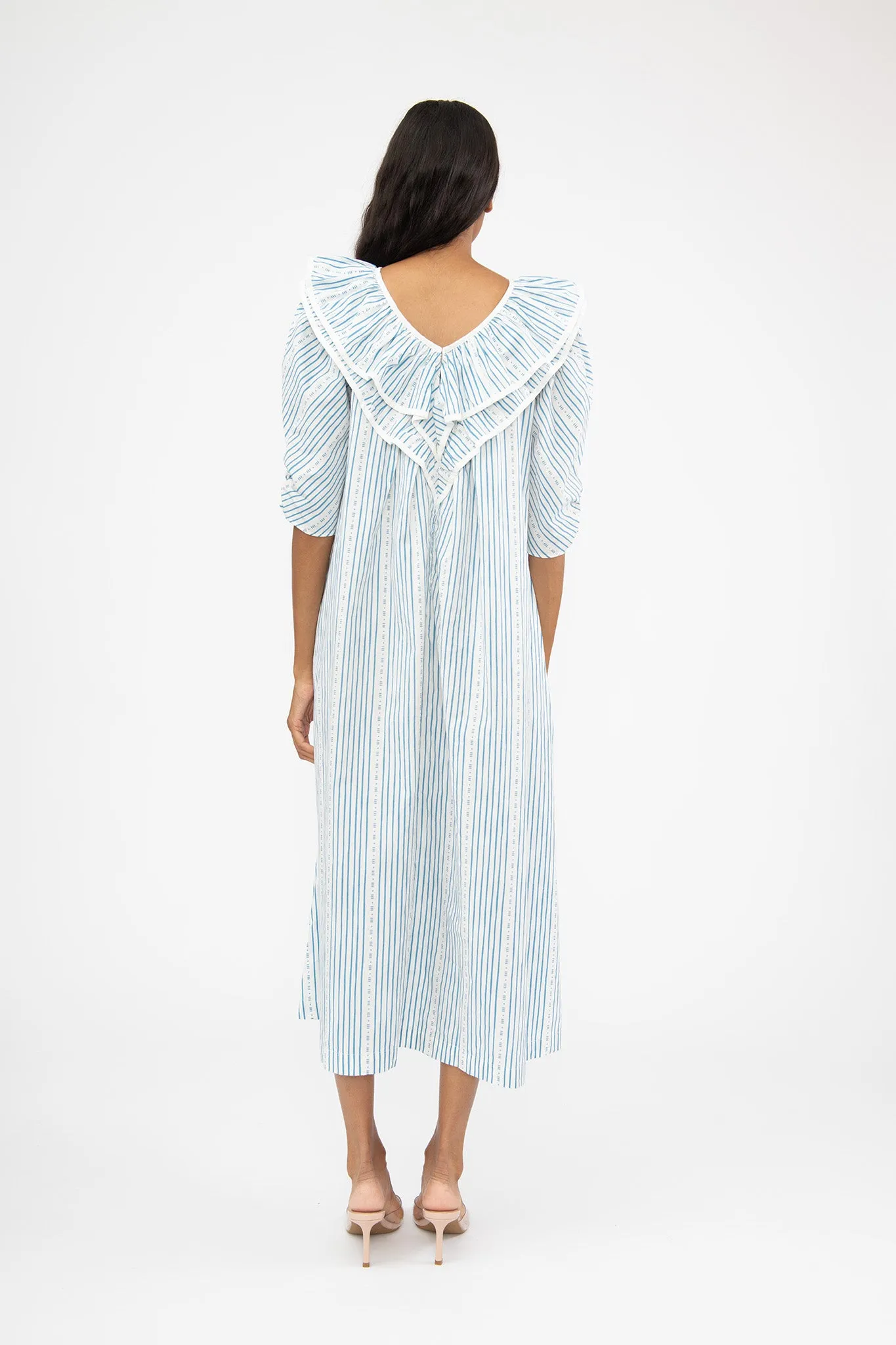 Victoria Housedress in Blue Stripe