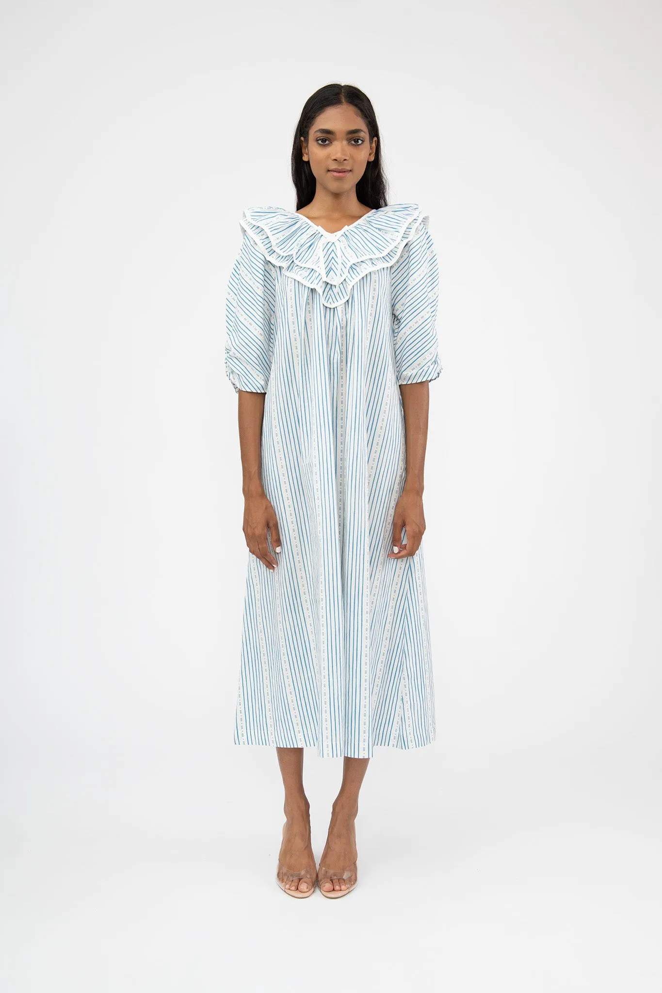 Victoria Housedress in Blue Stripe