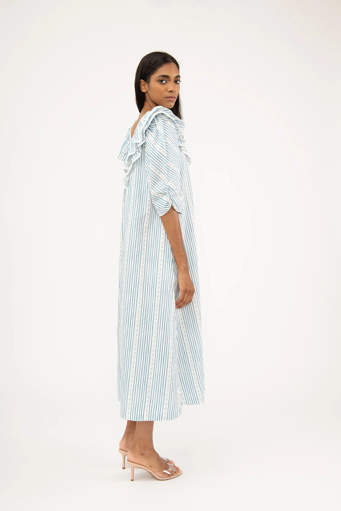 Victoria Housedress in Blue Stripe