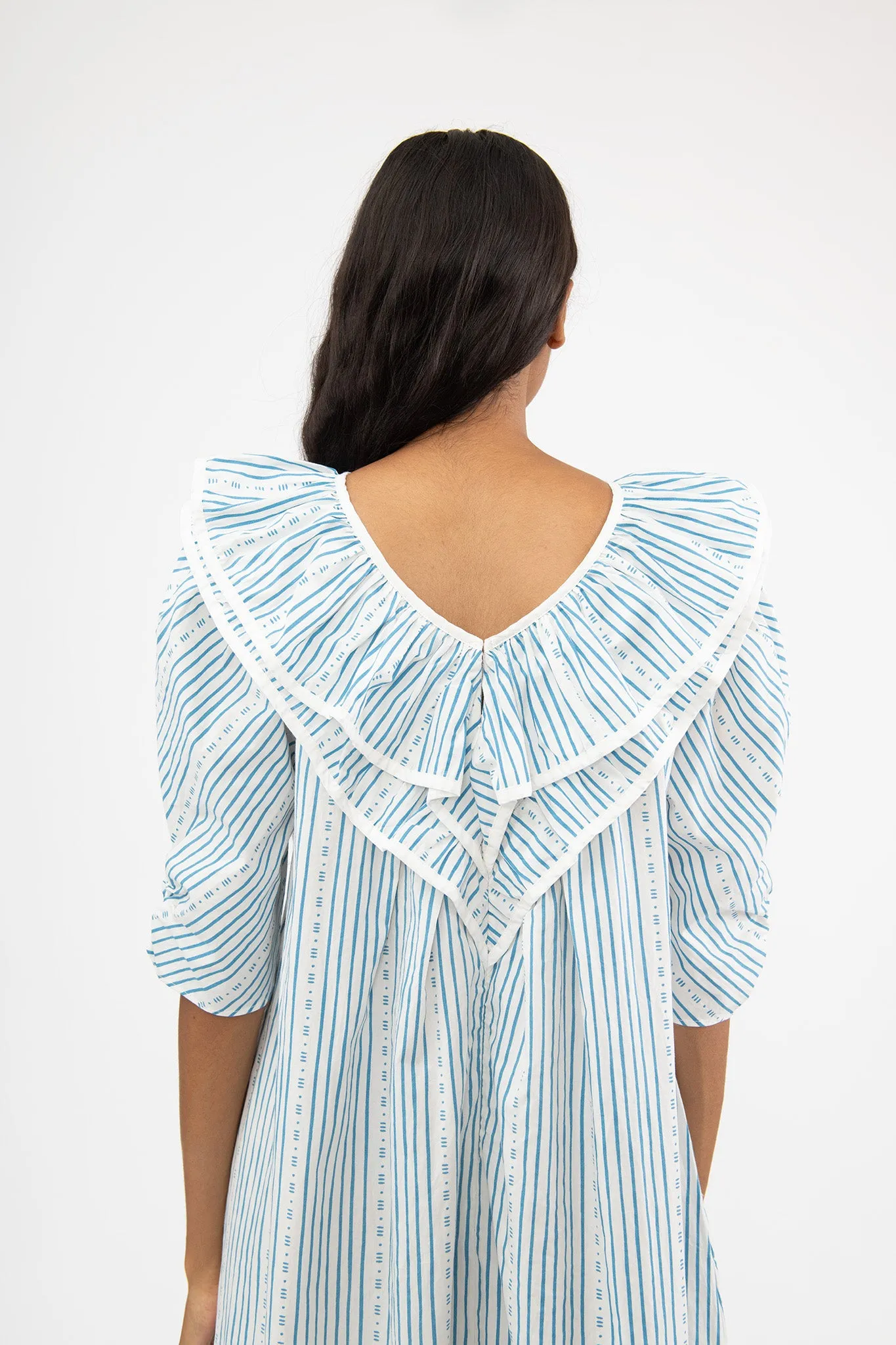 Victoria Housedress in Blue Stripe