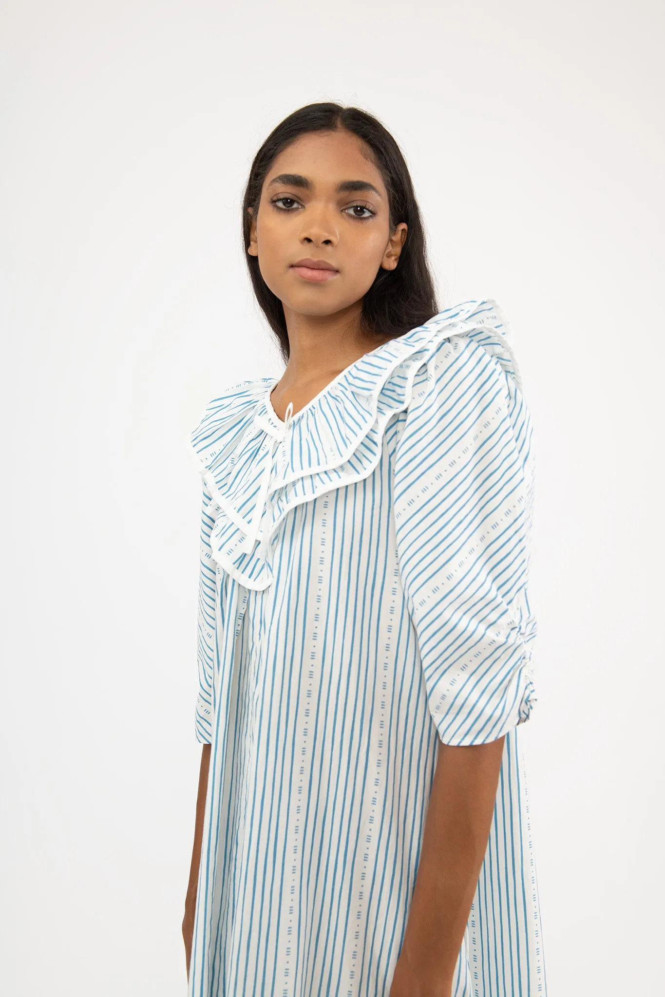 Victoria Housedress in Blue Stripe