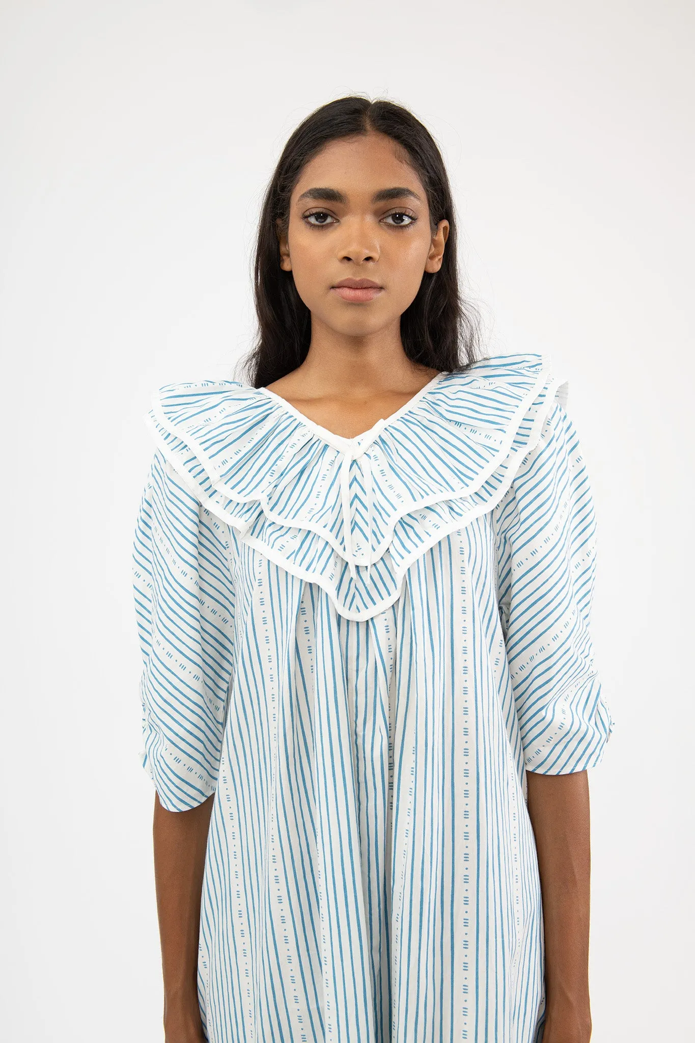 Victoria Housedress in Blue Stripe