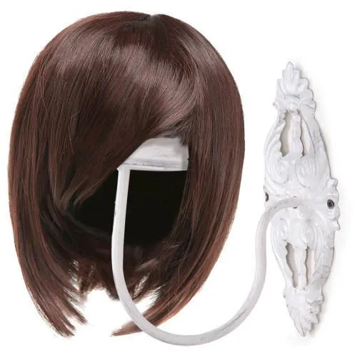 Wall-Mounted Vintage White Metal Hat & Wig Holders, Set of 2