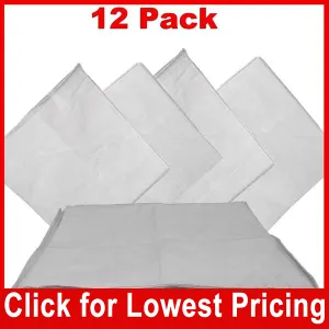 White Bandana - 100% Cotton - Solid Color - 12 Pack