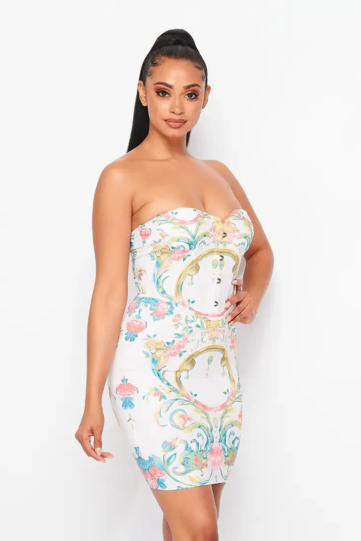 White Floral Print Dress