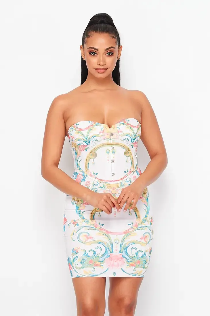 White Floral Print Dress