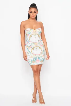White Floral Print Dress