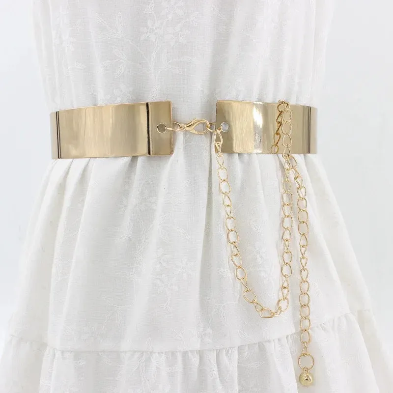 Wide Dress Belt (Chrome Gold)