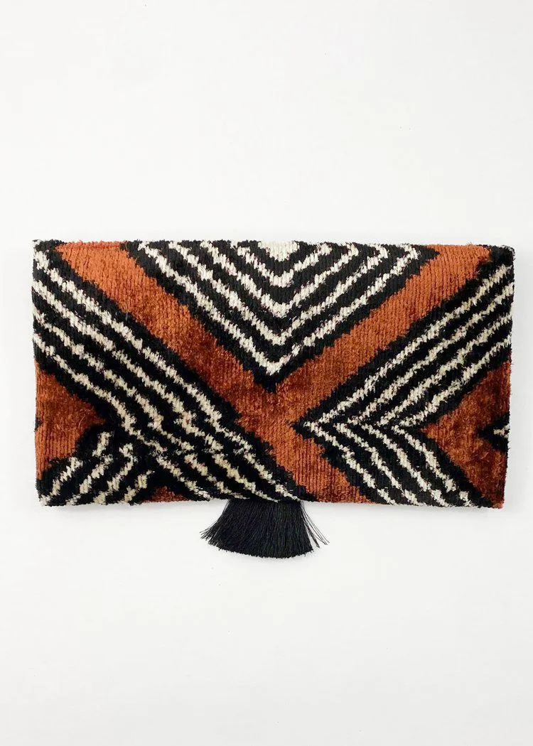 Wolf & Willa Chocolate and Black Envelope Clutch