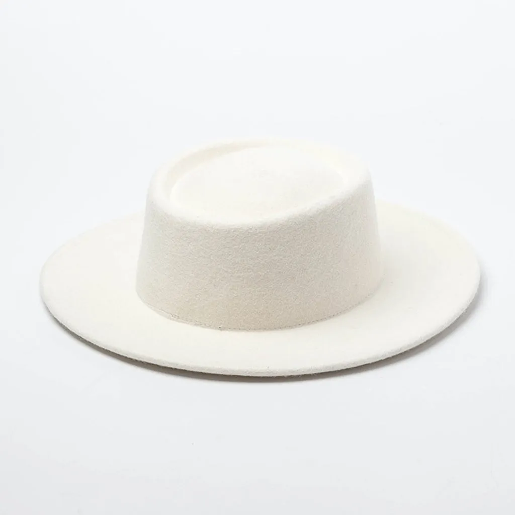 Women 100% Wool Felt Hats White Wide Brim Fedoras for Wedding Party Church Hats Pork Pie Fedora Hat Floppy Derby Triby Hats Base